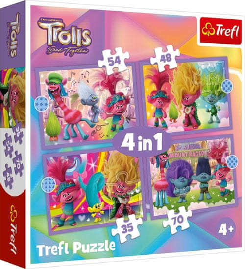 Trefl Puzzle Trolls 3: Colorful Adventure 4 az 1-ben (35,48,54,70 darab)