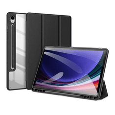 Dux Ducis Samsung Galaxy Tab S9 FE (10.9) SM-X510 / X516B, mappa tok, Trifold, légpárnás sarok, közepesen ütésálló, S-Pen tartóval, átlátszó hátlap, Toby, fekete (RS149762)