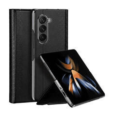 Dux Ducis Samsung Galaxy Z Fold5 SM-F946B, Oldalra nyíló tok, bőr hátlap, stand, Bril, fekete (RS147021)