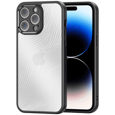 Dux Ducis Apple iPhone 14 Pro Max, Műanyag hátlap védőtok + szilikon keret, hullám minta, Aimo, áttetsző/fekete (G140076)