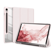 Dux Ducis Samsung Galaxy Tab S9 11.0 SM-X710 / X716B, mappa tok, Trifold, légpárnás sarok, közepesen ütésálló, S-Pen tartóval, átlátszó hátlap, Toby, rózsaszín (RS147045)