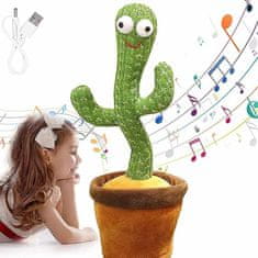 Netscroll Interaktív plüsskaktusz: énekel, táncol, 120 dalt énekel, szavakat ismétel és videókat rögzít. LED-világítással, szórakoztató és oktató játék. Ideális születésnapi ajándék gyerekeknek!, CactusToy