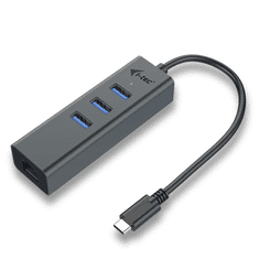 I-TEC USB C Metal 3 portos HUB Gigabit Ethernet (C31METALG3HUB) (C31METALG3HUB)