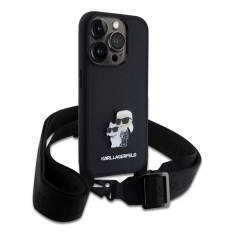 Karl Lagerfeld tok + crossbody strap fekete KLHCP15LSAKCPBK Apple Iphone 15 Pro készülékhez (129063)