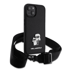 Karl Lagerfeld tok + crossbody strap fekete KLHCP15MSAKCPBK Apple Iphone 15 Plus készülékhez (129061)