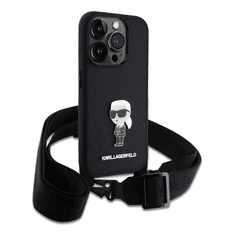 Karl Lagerfeld tok + crossbody strap fekete KLHCP15LSASKNPBK Apple Iphone 15 Pro készülékhez (129064)