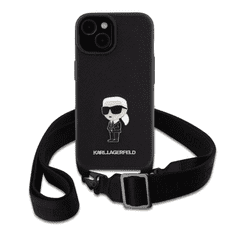 Karl Lagerfeld tok + crossbody strap fekete KLHCP15MSASKNPBK Apple Iphone 15 Plus készülékhez (129062)