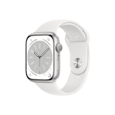 Apple Watch Series 8 GPS 45mm ezüstszínű alumínium tok, fehér sportszíj (MP6N3CM/A) (MP6N3CM/A)