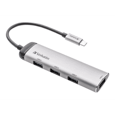 Verbatim USB-C Multiport Hub USB 3.2 Gen 1 (3.1 Gen 1) Type-C 5000 Mbit/s Szürke (49147)