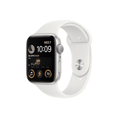 Apple Watch SE (2022) GPS 44mm ezüstszínű alumíniumtok, fehér sportszíj (MNK23CM/A) (MNK23CM/A)