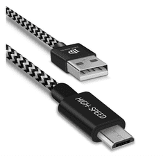 Dux Ducis K-ONE adatkábel és töltő (USB - microUSB, 100cm, szőtt / cipőfűző minta) FEKETE (5996591104843)