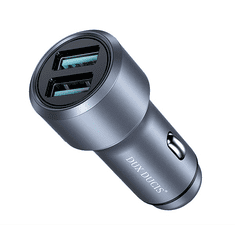 Dux Ducis autós töltő 2 USB aljzat (6.5V / 2400mA, 36W, gyorstöltés támogatás, QC 3.0) SZÜRKE (B40) (B40)