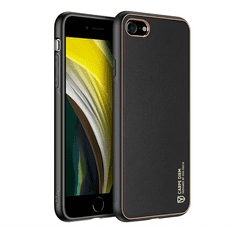 Dux Ducis YOLO műanyag telefonvédő (szilikon keret, közepesen ütésálló, fémhatású keret, bőr hatású hátlap) FEKETE [Apple iPhone SE 3 (2022)] (5996591003320)
