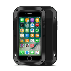 Love Mei Powerful defender telefonvédő (fém keret, extrém ütésálló, cseppálló, porálló + Gorilla Glass üveg) FEKETE [Apple iPhone SE 3 (2022)] (5996457673247)