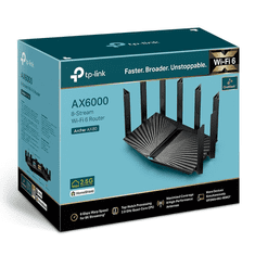 TPLINK Archer AX80 vezetéknélküli router Gigabit Ethernet Kétsávos (2,4 GHz / 5 GHz) Fekete (Archer AX80)