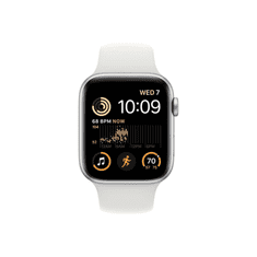 Apple Watch SE (2022) GPS 44mm ezüstszínű alumíniumtok, fehér sportszíj (MNK23CM/A) (MNK23CM/A)
