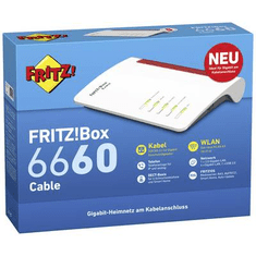 FRITZ!Box 6660 Cable WLAN router modemmel Beépített modem: Kábel 2.4 GHz, 5 GHz 2.4 Gbit/s (20002910)