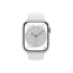 Apple Watch Series 8 GPS 45mm ezüstszínű alumínium tok, fehér sportszíj (MP6N3CM/A) (MP6N3CM/A)