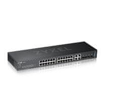Zyxel GS2220-28, 28 portos menedzselt Layer2+ Gigabit Ethernet switch, 24x Gigabit fém + 4x Gigabit kettős személyiség (RJ45/