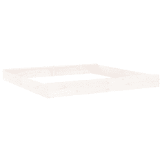 fehér négyszög alakú tömör fenyőfa homokozó ülésekkel