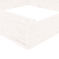 fehér négyszög alakú tömör fenyőfa homokozó ülésekkel