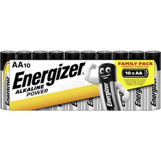 Energizer Ceruzaelem AA, alkáli mangán, 1,5V, 10 db, Power LR06, AA, LR6, AAB4E, AM3, 815, E91, LR6N (E300172900)