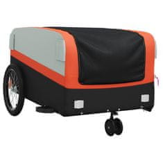 Vidaxl fekete-narancssárga vas kerékpár-utánfutó 45 kg 94068