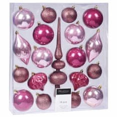 HOMESTYLING karácsonyi díszek csúcsos készlet 19 db rózsaszín KO-CAN214950