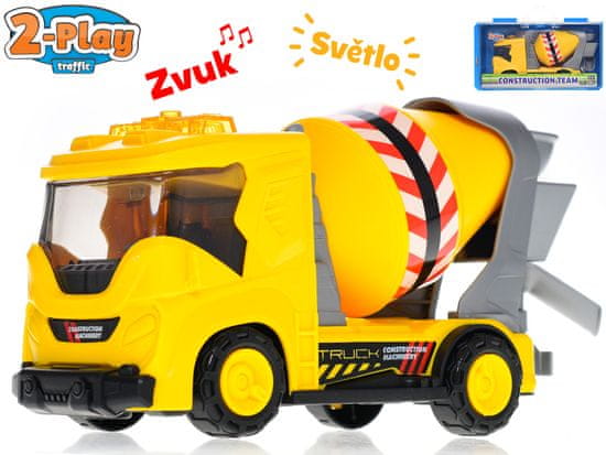 Mikro Trading 2-Play Közlekedési autó építőipari mixer 22 cm fény- és hangjelzéssel tokban