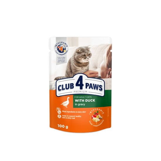 Club4Paws Premium szószos kacsával felnőtt macskáknak 24x100g