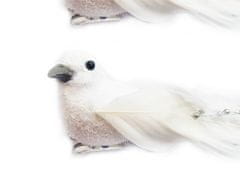 LAALU.cz 2 darabos készlet: Fehér madár klipszes, gyöngyházfarkú madár 14 cm