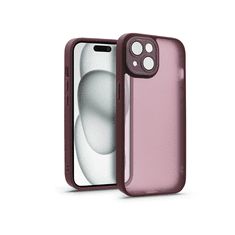 Haffner Apple iPhone 15 hátlap kameravédő peremmel, lencsevédő üveggel - Variete - bíbor (HF240058)