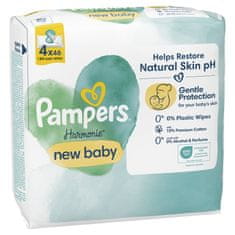 Pampers Harmonie New Baby műanyagmentes nedves törlőkendő 4 x 46 db
