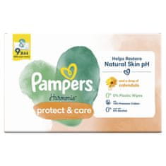 Pampers Harmonie Protect & Care kókuszos műanyagmentes nedves törlőkendő, 9 x 44 db
