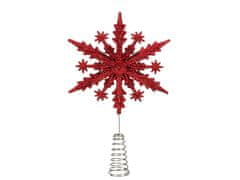 LAALU.cz Karácsonyfa hegye hópehely piros műanyag 23 cm