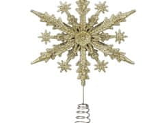 LAALU.cz Karácsonyfa csúcs hópehely arany műanyag 23 cm