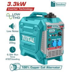 Total Inverteres benzin generátor 3,3kW/6,3L/IND (TP535006)