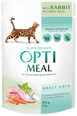 OptiMeal Nedves macskatáp - Nyúl sárgarépa zselében 12x85g