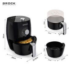 BROCK AFM 3501 BK, Air fryer, 3,5L, 1500W, 80-200°C, 6 Főzési program, Fekete, Forrólevegős sütő