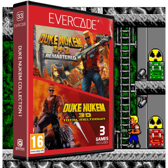 Blaze Evercade #33, Duke Nukem Collection 1, 3in1, Retro, Multi Game, Játékszoftver csomag