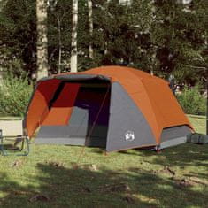 Vidaxl 6 személyes szürke-narancssárga vízálló előrészes családi sátor 94420