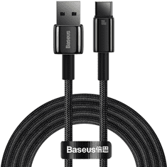 BASEUS USB töltő- és adatkábel, USB Type-C, 100 cm, 100W, gyorstöltés, QC, Tungsten Gold, CAWJ000101, fekete (RS133278)