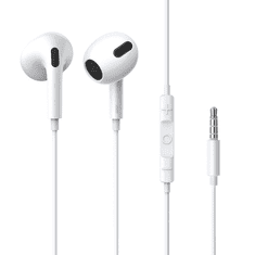 BASEUS Vezetékes sztereó fülhallgató, 3.5 mm, mikrofon, felvevő gomb, hangerő szabályzó, Encok H17, fehér (RS131093)