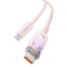 BASEUS USB Type-C töltő- és adatkábel, USB Type-C, 100 cm, 6000 mA, 100W, gyorstöltés, PD, cipőfűző minta, Explorer, rózsaszín (G149718)