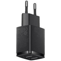 BASEUS Hálózati töltő adapter, 10.5W, 2 x USB aljzat, gyorstöltés, Compact, fekete (RS124914)