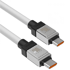 BASEUS USB Type-C töltő- és adatkábel, USB Type-C, 200 cm, 100W, törésgátlóval, gyorstöltés, PD, Coolplay, CAKW000302, fehér (RS146345)