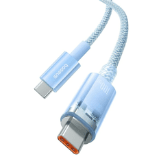 BASEUS USB Type-C töltő- és adatkábel, USB Type-C, 100 cm, 6000 mA, 100W, gyorstöltés, PD, cipőfűző minta, Explorer, világoskék (G149719)