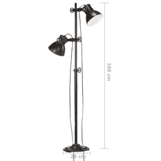 Vidaxl öntött vas állólámpa 2 db fekete lámpaernyővel E27 (320585)