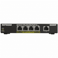 Netgear GS305Pv2 Beállítást nem igénylő (unmanaged) Gigabit Ethernet (10/100/1000) Ethernet-áramellátás (PoE) támogatása Fekete (GS305P-200PES)