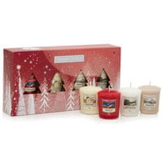 Yankee Candle Dárková sada svíček , Štědrý večer, Vánoční cukroví, Hřejivý kašmír, Blikající světýlka, 4 x 49 g, 1738655E